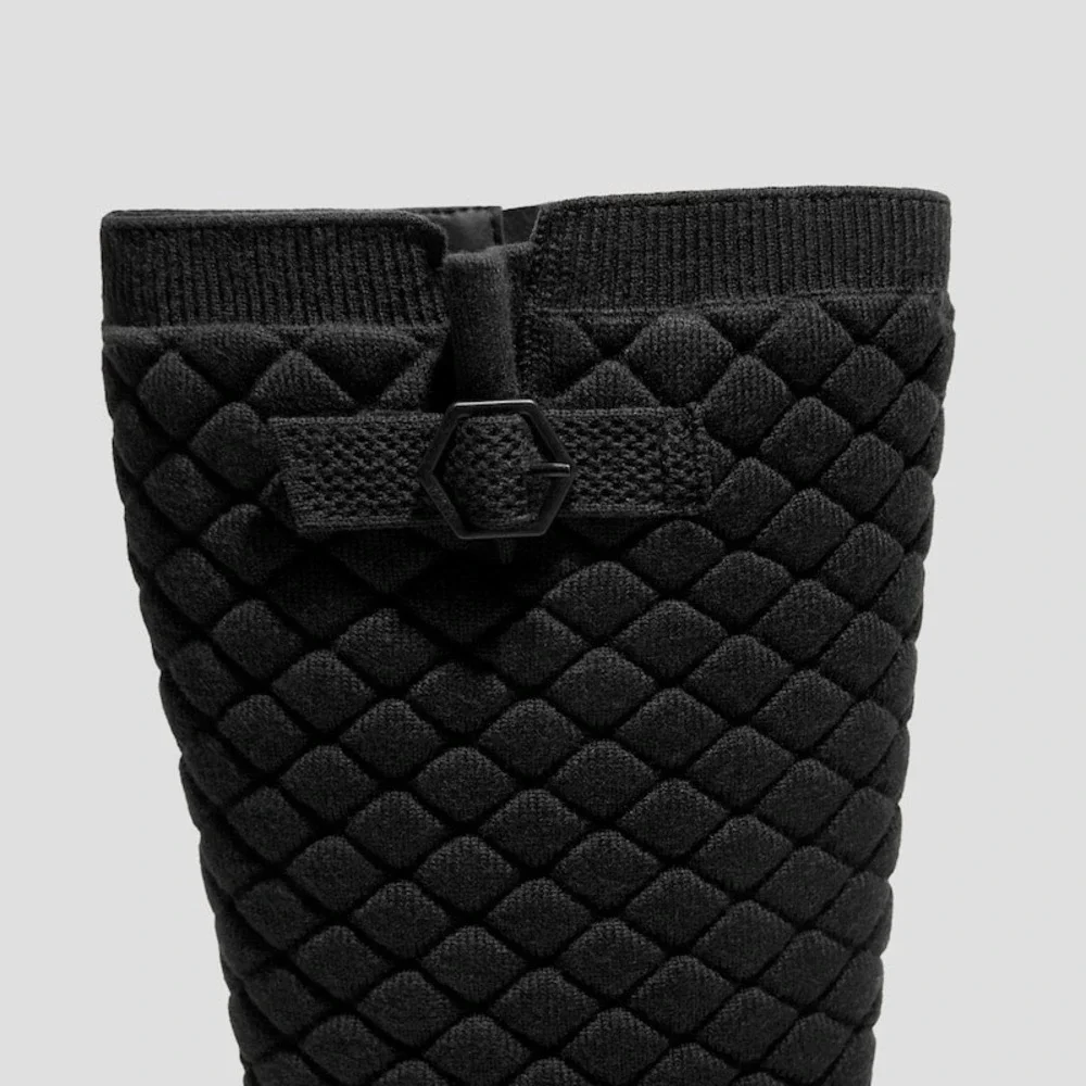 VIVAIA Wool Biker Boots with Round Toe and Mid-Height Sole Black EU/43 US/11‎